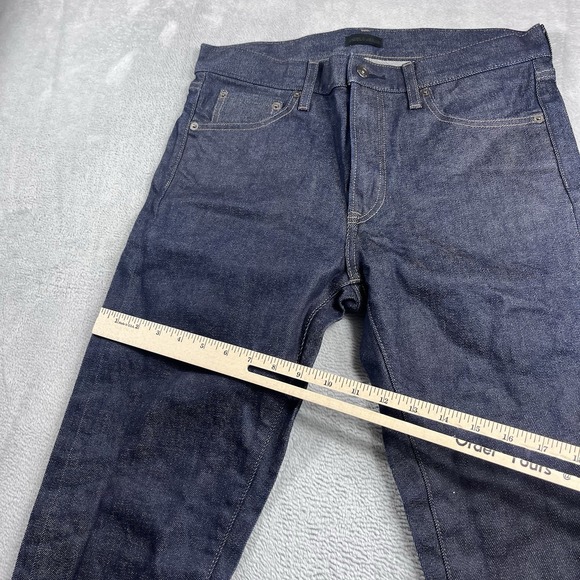 Uniqlo Mens Slim Straight Middle Rise Selvedge Blue Denim Jeans Size 31x30* - Picture 10 of 14